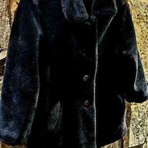GAP Faux Fur Lined Winter Dress Coat Jacket Black SIZE S EC